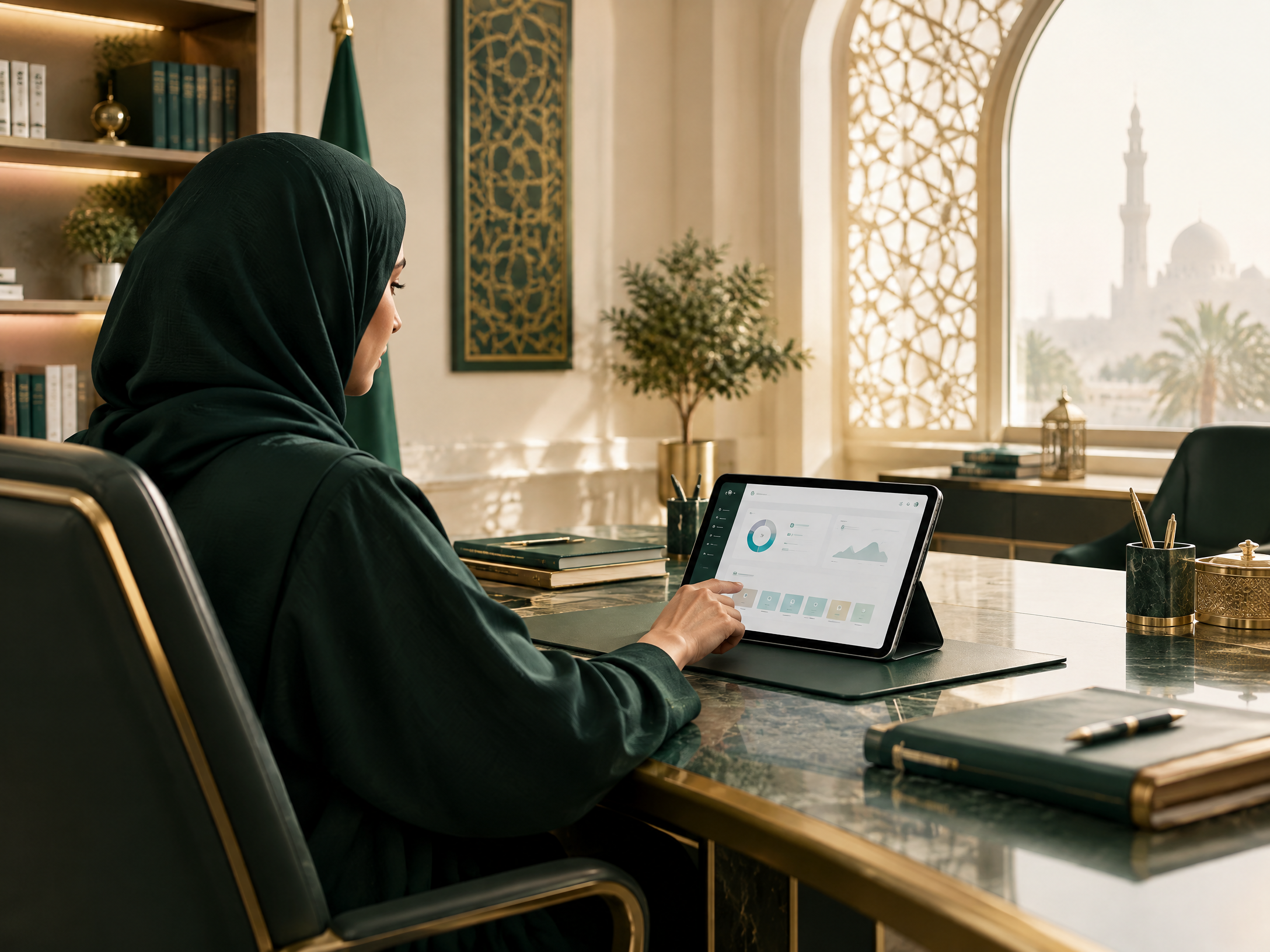 مدير المدرسة يتابع لوحة الإدارة