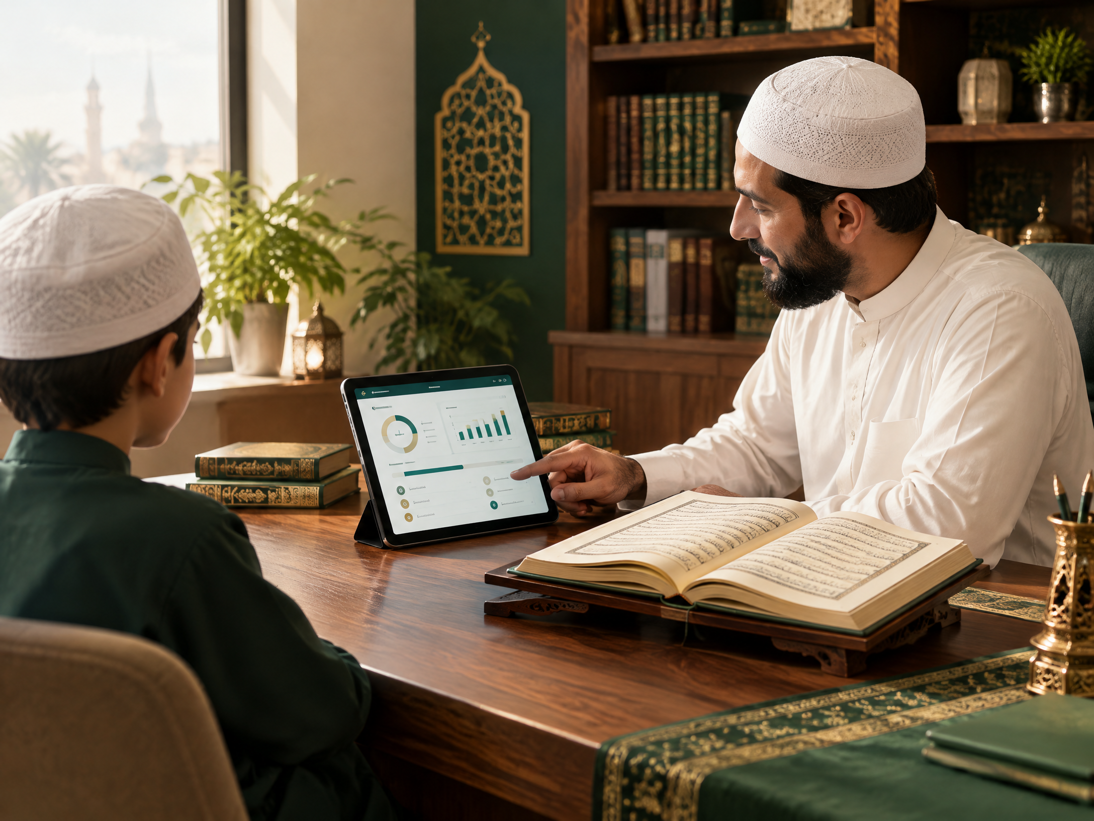 أستاذ يتابع حفظ الطالب